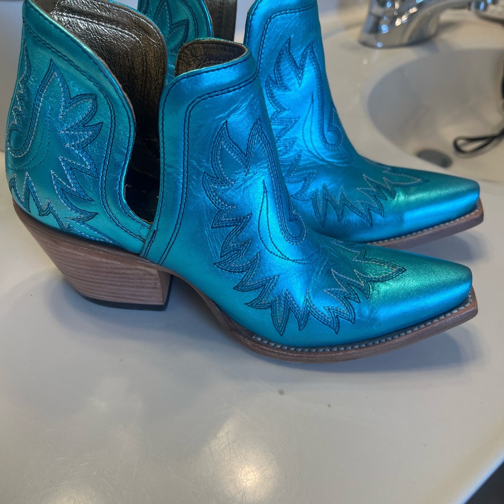 Ariat Blue Ankle Booties with Embroidered Floral Design